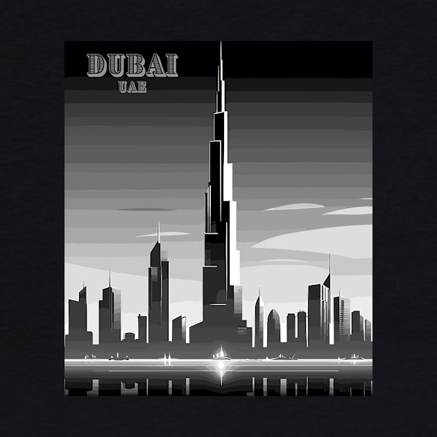 Dubai, UAE, Burj Khalifa, Black and White Travel Print Wall Art, Home Décor, Gift Art by TripleTravelArt